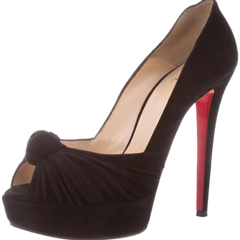 Christian Louboutin black suede leather pumps